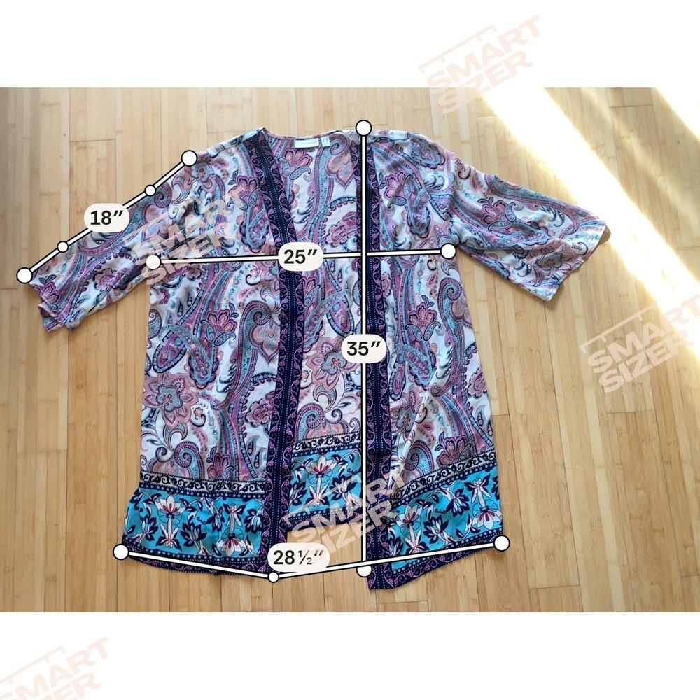 Susan Graver Women's Kimono Cardigan 1X Paisley Boho Beach Resort Festival - Picture 10 of 10